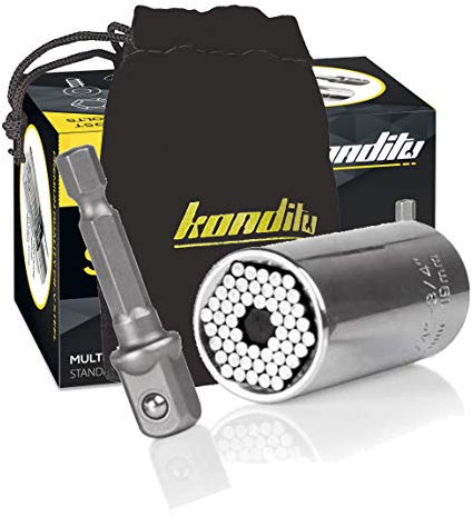 KONDITU – Professional Universal Socket Wrench Set (7-19mm) - with *Bonus* Pouch – DIY Handyman Tool (Best Gift/Present for Men, Husband, Boyfriend, Father/Dad) (7-19mm (1/3-3/4)