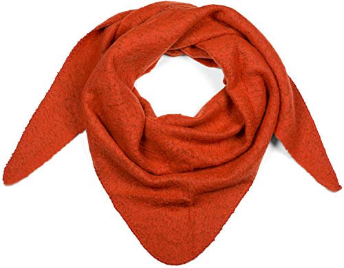 styleBREAKER Damen Großer Strick Dreieck Schal einfarbig meliert | Weiches warmes Winter Dreiecktuch | Strickschal aus Viskose Wolle für kuschlige Looks, Farbe:Orange