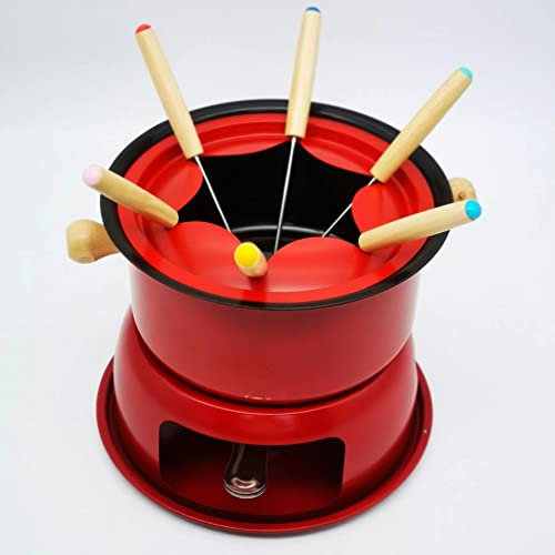 Set de fabricante de fondue de chocolate multifunción de acero al carbono Helado de chocolate con queso olla caliente de fusión Pot Set de fondue (rojo)