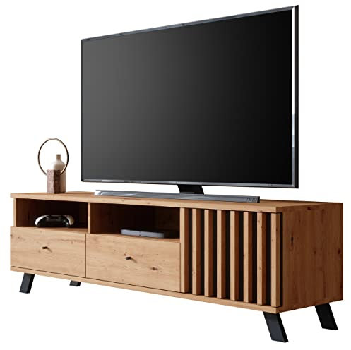 Newroom TV Lowboard Wildeiche Anthrazit TV Schrank Modern Vintage - 138x44x40 cm (BxHxT) - Fernsehtisch TV Board Rack - [Barea.six] Wohnzimmer