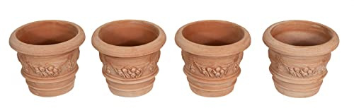 Biscottini 4 handgefertigte Terracotta-Töpfe 20 x 18 x 20 cm | Terracotta Topf für innen und außen | Töpfe für Sukkulenten Made in Italy