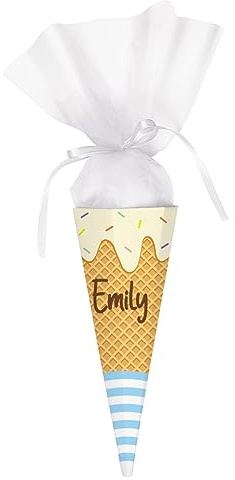 Striefchen® Schultüte im Eiswafel Design, mit Namen personalisiert, für Mädchen und Jungen 28 cm