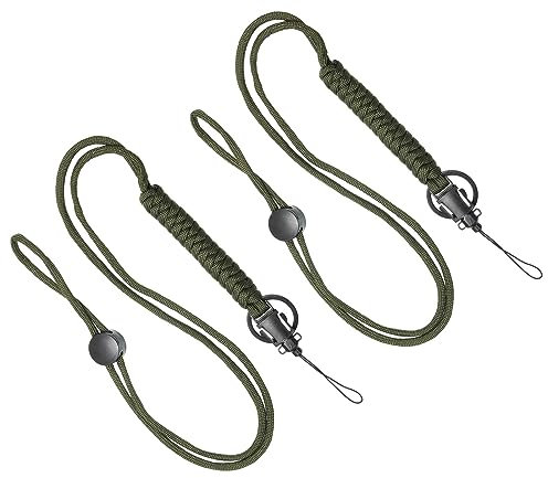 PATIKIL 23.6 Paracord Schlüsselband 2 Pack Geflochten Schlüsselband Halskette Schlüsselkette Einstellbar Badge Schlüsselband für Schlüssel ID Karte Badge Halterung Grün