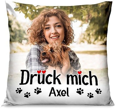 Ferocity Personalisiertes FOTOGESCHENK mit eigenem Foto (45 x 45 cm) Foto-Kissen mit Deinem Foto & Text Bedrucken Zum Jahrestag, Geburtstag, Valentinstag (mit Füllung) Pfoten [091]