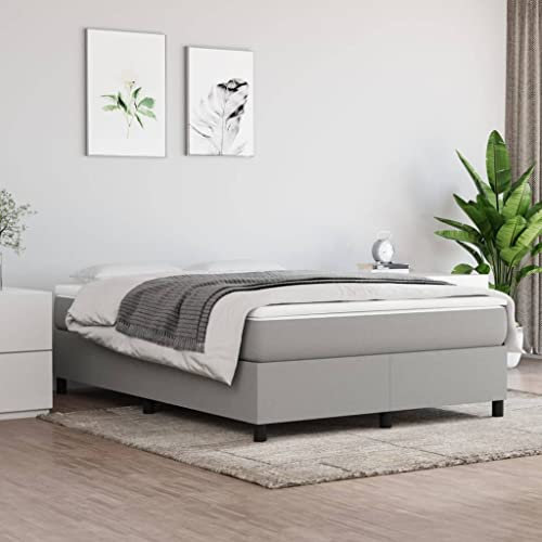Annlera Bettgestell 193x140x35cm Hellgrau Stoff,Sperrholz,Holzwerkstoff Tagesbett Aus Holz Jugendbett Robusten Bettgestell Sofa Im Wohnzimmer Einzelbett Bodenbett Palettenbett Lattenrost