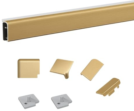Evotrade Alzatina per Piani da Cucina in Alluminio Lunghezza 2 Metri, Spalletta per Top + Accessori (2 Tappi finali + Angolo Interno 90° + spigolo Esterno 90°) (Golden bronze)