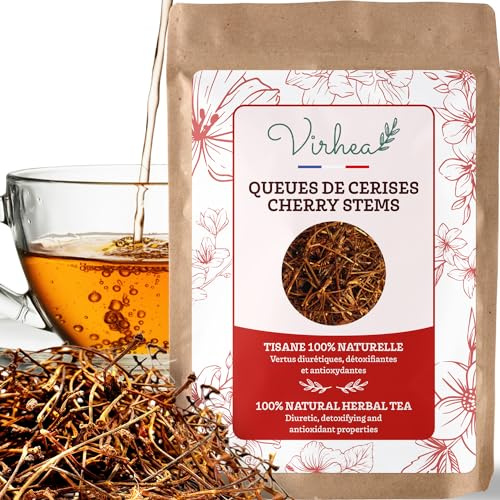VIRHEA® Stelo di Ciliegia 100g - Infuso Drenante Naturale per Gambe Leggere - Infusione Detox per Vie Urinarie - Antiossidante con Flavonoidi e Tanini - Drenaggio Reni e Cellulite