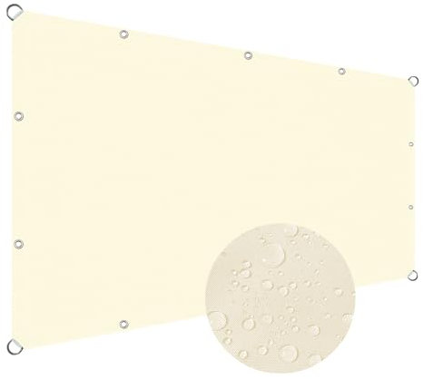Tenda a Vela Ombreggiante Impermeabile 4x8m, Vele Ombreggianti Protezione Raggi UV Rete Ombreggiante Facile da Montare per Giardino,terrazza,Campeggio - Latte Bianco