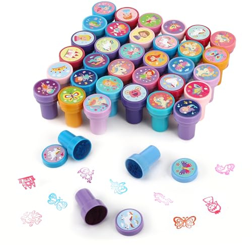 Auauraintt 36 Stück Stempel Kinder, Mehrfarbige Stempelset | Selbstfärbende Stempel für, Klassenzimmer-Preise,Partygeschenke für Kinder, Geschenktütenfüller,Geburtstagsgeschenk