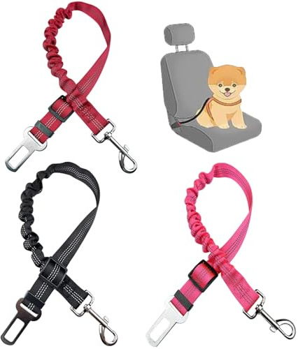 DKDDSSS 3 Pièces Ceinture de Sécurité pour Chien et Chat en Voiture - Réglable Avec Absorption des Chocs et Mousqueton