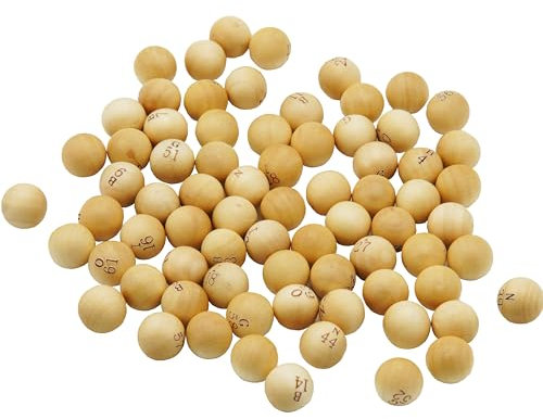 Kyto Bingo Holz Kugelset 75 TLG für Bingo Spiel & Gold Deluxe & Basic - ⌀ Durchmesser Kugel 1,3 cm