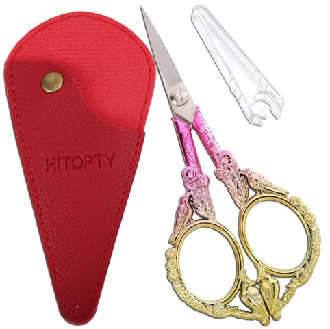 HITOPTY Sewing Embroidery Scissors with Cover - Small Travel Scissors for Crafting Needlework Knitting Thread Snips Fabric Yarn Detail Cutting Tool, Little Cute Bird Shears