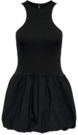 Onllia JRS Robe Courte en mélange de Ballons S/L, Noir, M