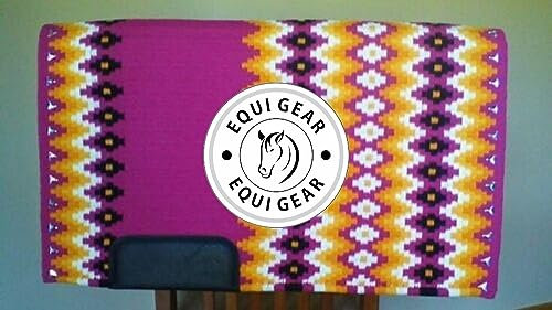 EQUIGEAR Western Show Horse Satteldecke aus neuseeländischer Wolle, Western-Design, handgefertigte Satteldecke, Wollpolster, Sensor Flex (Anpassung möglich) BA28 (34 x 42)