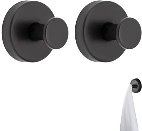 agogue 2 Stück Saugnapfhaken, Saugnapf Haken, Handtuchhalter mit Saugnapf Schwarz Vakuum Handtuchhaken Schwarz, Suction Hook für Badezimmer Küche Glatte Fenster für Moderne Möbel