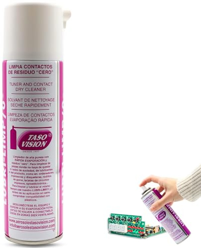 TECHZOCO Spray limpiador de contactos, Limpia Contactos Residuo 0 Lubrilimp, Limpiador de Contactos Electrónicos, Apto para ordenadores, impresoras, rodillos de goma, optoeléctronica, 250ml