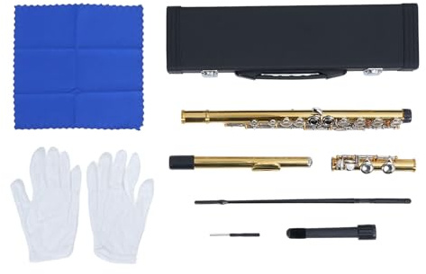C Flöte für Anfängerschüler 16 Schlüsselflöte Instrument mit Tragetasche Tuning -Stange -Stoffhalterhandschuhe Schraubendreher