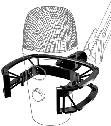 Borenbuir Costruito su Misura per Supporto Shock per Microfono Blue Nano con Filtro Anti-Pop, Sospensione Antivibrazione elastica Holder Clip Mic Mount Stand con adattatore a vite da 3/8“ o 1/4”