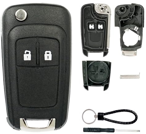 SUPALAND Autoschlüssel Gehäuse für für Opel Astra J Adam Insignia Mokka Zafira Meriva B Chevrolet Orlando Aveo Matiz Cruze Corsa Karl 2- Tasten- Schlüsselgehäuse Klappschlüssel