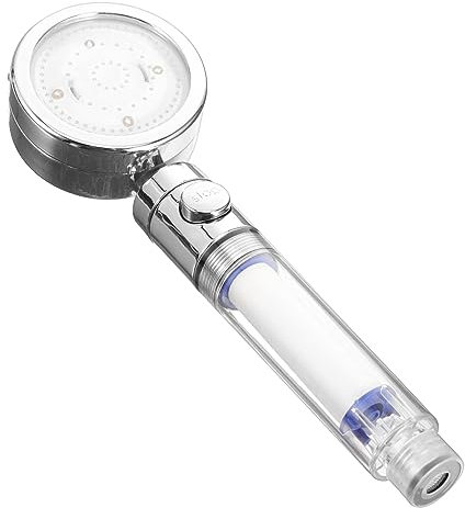 ORFOFE Led Duschkopf Mit Filter Und Temperaturkontrolle Kunststoff Perlenduschkopf Mit Regenduschfunktion Wassersparend Blau Beleuchtet Für Badezimmer