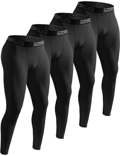 ATTIQOZI 4 Pack Sport Leggings Herren Lange Kompressionshose Herren als Laufhose - Atmungsaktive Jogging Tights mit Funktionsunterhose für Fitness Training 4 Schwarz XL