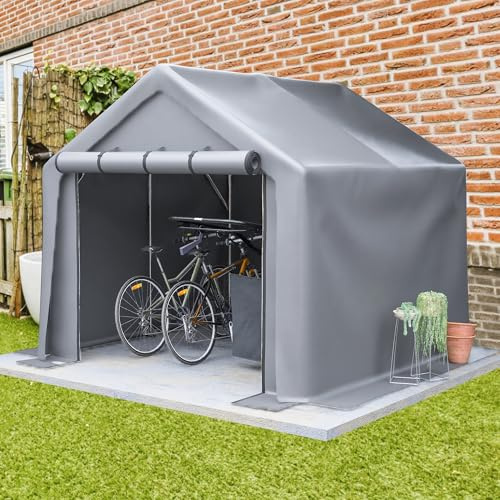Refined Garagenzelt 244x241x217cm Geräteschuppen Wasserdichtes Gerätehaus Fahrradschuppen Fahrradgarage Grau