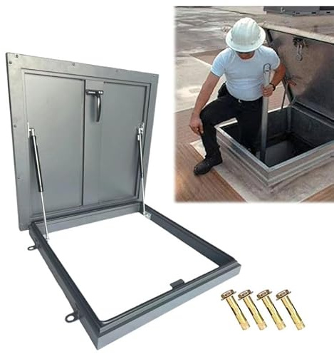 Trappe de Toit en Acier galvanisé Robuste - Couvercle de puits de lumière antivol pour l'entretien et l'installation sur terrasse - Porte d'accès au Toit Durable avec revêtement en Poudre (5