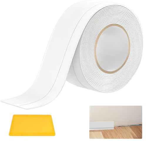 Weichsockelleiste Selbstklebend Weiß 5M PVC Sockelleiste Selbstklebend | 50x20 mm Weichsockelleiste, Flexibel Wasserfest Selbstklebende Leisten, für Küche und Bad