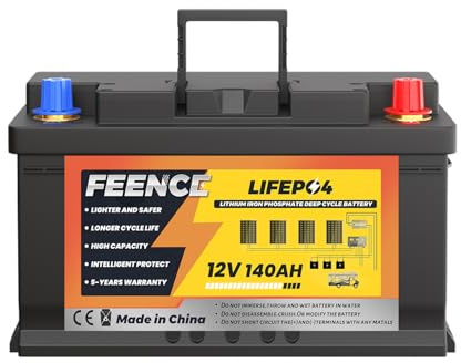 FEENCE 12.8V 140Ah H190 Bluetooth Untersitz LiFePO4 Batterie, Lithium Batterie 140Ah mit 150A BMS 1792Wh Energy & 1920kwh Output, Niedrigtemperaturschutz, Perfekte für Wohnmobil, RV