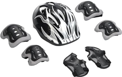Walopola Ensemble Casque et Coussinets pour – Ensemble de Protection pour – Casque réglable et Coussinets pour Baseball, Hockey, Skateboard, Breakdancing vélo, Sports de Plein air