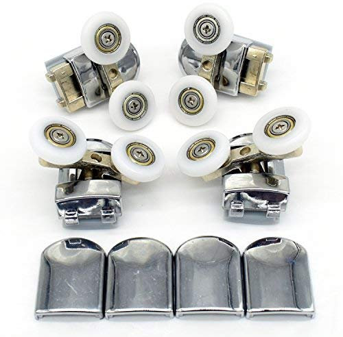 Set di 4 rulli doppi per porta della doccia, guide e ruote, diametro 25 mm (Model-A)