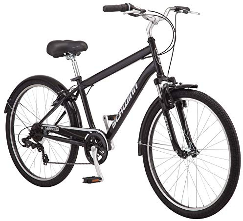 Schwinn Suburban Hybrid Bike, 26 Inch Mens and Womens Bike, 7-Speed Hybrid Bicycle, Front and Rear Linear Pull Brakes, Ergonomic Grips, Comfort Frame, Large Cushioned Seat, Fenders, Adult Bicycle
