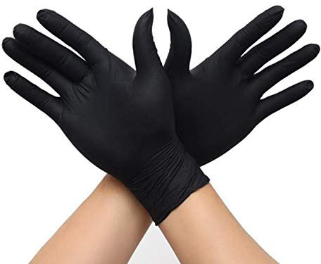 Guanti usa e getta senza polvere, guanti in nitristo, 100 fogli, XS, Nero , 1