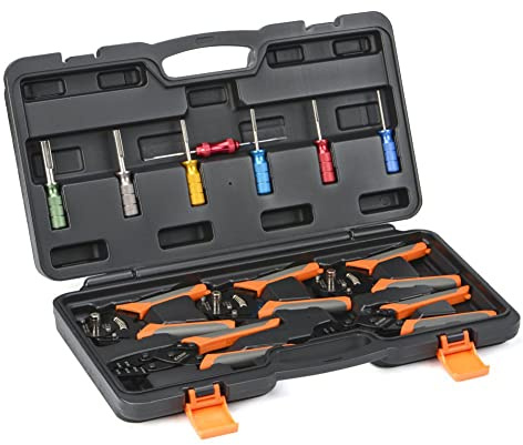 iCrimp Kit d'outils de sertissage de terminaux allemands, Closed Barrel et Open Barrel Crimp, outil d'extraction de l'allemand pour les connecteurs DT allemands, Delphi Weather Pack Terminals-12PCS
