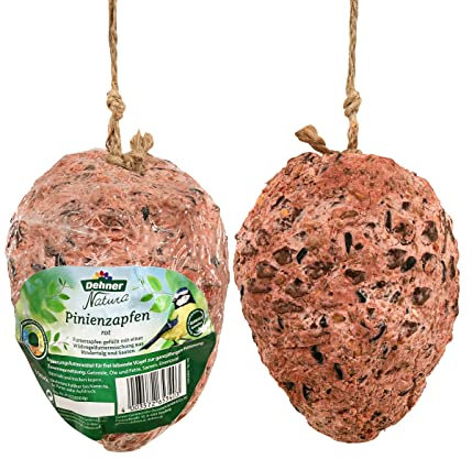 Dehner Natura Wildvogelfutter Pinienzapfen, 2 x rot, 2 x gelb, 4 x 350 g (1.4 kg)