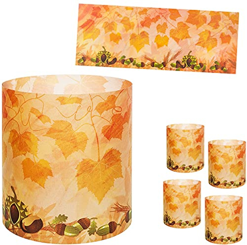 alles-meine.de GmbH 10 Stück - kleine Tischlichter Motiv frei wählbar Kastanien & Bunte Blätter - Herbst 10 cm - Licht - für Teelichter/Batterie LED Lichter & Kerzen - Wi..