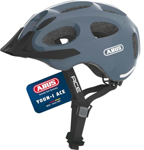 ABUS Youn-I ACE – med integrerad LED-bakljus – cykelhjälm för vardagen – för män och kvinnor – blå glänsande, storlek L