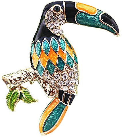 Brosche Clips Broschen Anstecknadel Broschennadel Dekorative Europäische Und Amerikanische Retro-Emaille-Papagei Phoenix Specht Tukan Pfau Männer Und Frauen Anzug Pin Brosche Blume,Farbe Tukan