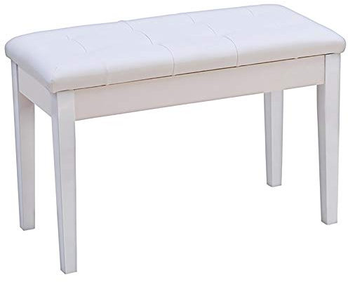 DRSM Klavierhocker Tastatur Sitzbank Massivholz-Doppel Klavier Hocker mit Bücherregal Electric Piano Hocker Soft Bag Guzheng Hocker Gitarrentrommel Orgel (Wei? 76X36X48cm)