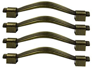 4pcs Vintage Traditional Retro Pull Kitchen Bathroom Bedroom Furniture Handles Cabinet Door Pull Handle Country Drawer push knobs 160mm Screw Hole to Screw Hole Metal Antique Brass Bow Pull Handle