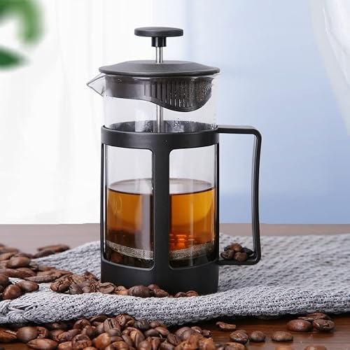 EdirFtra French Press Coffee Maker, Coffee Tea Maker, Small Tea Press, Heat Resistant Borosilicate Glass Jug, Tea Maker Cafetiere,350ml