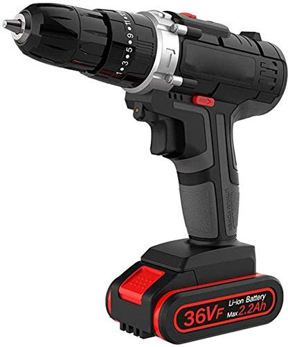 Samnuerly Taladro inalámbrico, Juego de Destornilladores inalámbricos de 36 V, batería de Iones de Litio de 2200 mAh, luz LED, Taladro de Impacto inalámbrico Profesional, Juego de Destornilladores in