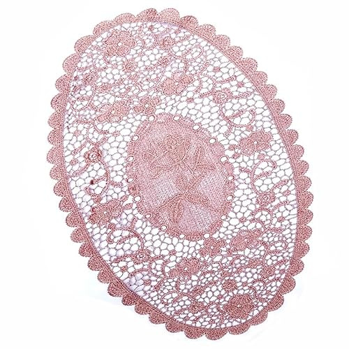 4 Stück Spitze Gestickte Tischläufer, Hohle Spitze Tischläufer Untersetzer Häkeln bestickte Tischläufer Spitzendeckchen Platzdeckchen für Küche,Esszimmer,Party,Hochzeit Dekoration Tee -75*38cm,Rosa