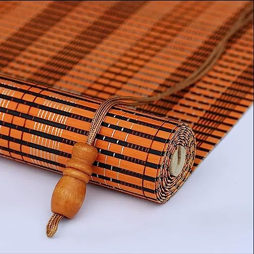 DUYULIANG Bambus Rollo 60 90 100 110 120cm Width Roman Blind for Windows Doors, Natürliches Holzrollo Jalousie, Halbgeschirmt, Staubdicht, Wasserdicht, Ohne Bohren Outdoor Rollo Verdunkelungsrollos