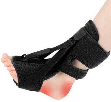 MEMOFYND Nattskena för plantar fasciit, justerbar plantar fasciit skena, lämplig för fothängskorrigeringsspännen, stödband, hälseninflammation, fotled och fotsmärta (svart)