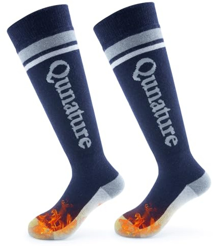 Qunature Calcetines de Esquí para Niños 1 Par de Calcetines Calientes sobre Rodilla Calcetines Invierno para Snowboard Esquiar Senderismo Trekking 25-36