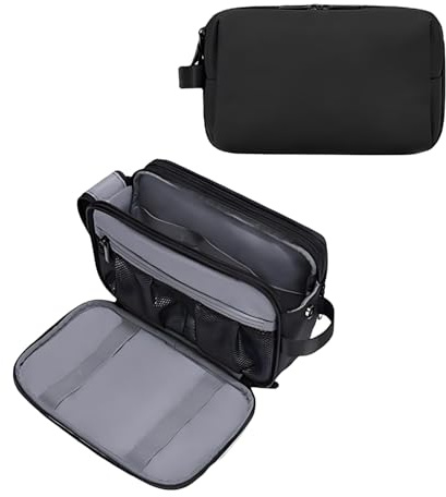 Kulturbeutel Herren großer, Organizer Waschtasche, Schminktasche, Kosmetiktasche Portable, Reise Make Up Tasche, Kulturbeutel zum Aufhängen, Waschtasche mit Reißverschlüssen für Reise Schwarz