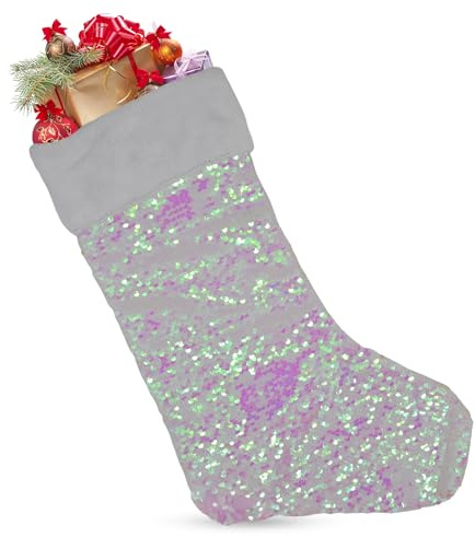 AKEDE Weihnachtsstrümpfe | Strümpfe Weihnachten - Weihnachtsstrumpf - Rot Weihnachtsstrumpf - Weihnachtsstrumpf Groß - Rosa und Weiß Wendepailletten Weihnachtsstrumpf