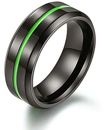 Lieson Hochzeitsringe Herren Edelstahl, 8MM Rillen Linie Verlobungsringe Freundschaftsringe Eheringe Partnerringe für Herren Schmuck Geschenke