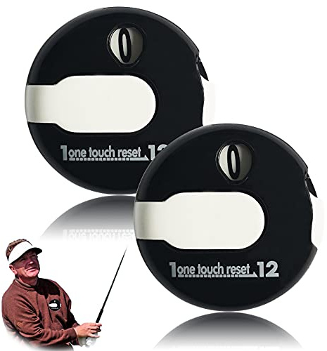 LOVMEAD Golf Score Counter Stroke mit Aufsatz Zähler Clicker 2 Pack, One Touch Reset bis zu 12 Schläge Portable Mini Clip für Golfer Handschuh Tasche Hut (Schwarz 2 Stück)